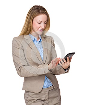 Businesswoman look at cellphone