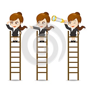 Businesswoman look on the ladder