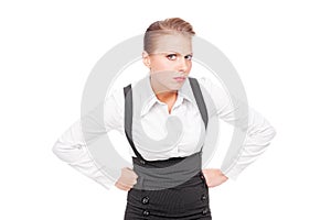 Businesswoman looking with mistrust photo