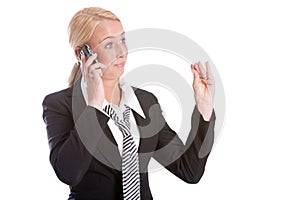 Businesswoman making a gesture while talking