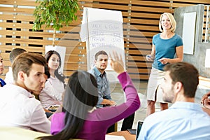 Businesswoman Making Presentation To Office Colleagues