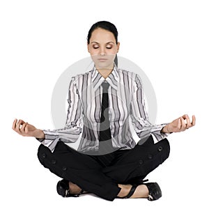 Businesswoman in meditation photo