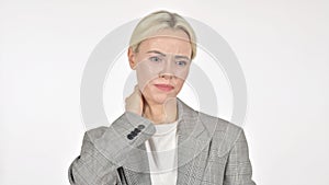 Businesswoman with Neck Pain, White Background
