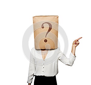 Businesswoman with paper bag