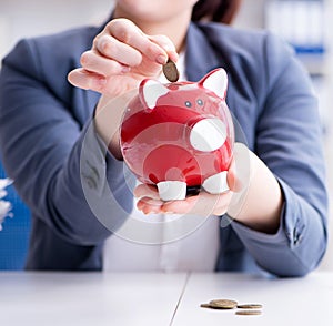 Businesswoman in pension savings concept