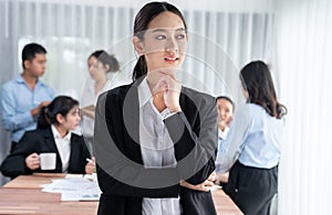 Businesswoman portrait and motion blur background. Habiliment