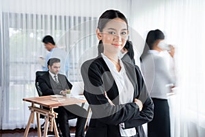Businesswoman portrait and motion blur background. Habiliment