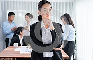 Businesswoman portrait and motion blur background. Habiliment