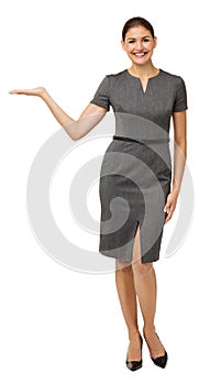 Businesswoman Presenting Invisible Product