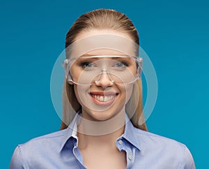 Businesswoman in protective glasses