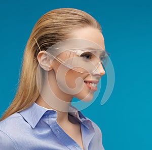 Businesswoman in protective glasses