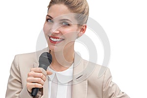 Businesswoman public speaking