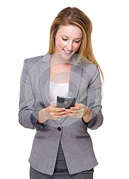 Businesswoman read the message on cellphone