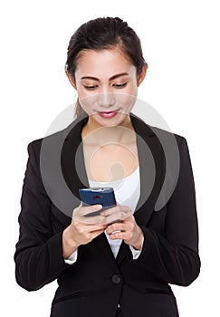 Businesswoman read the message on cellphone