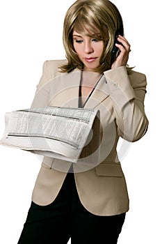 Businesswoman reading Financial news