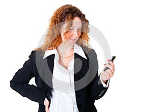 Businesswoman reading message