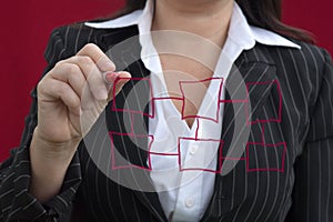 Businesswoman With Red Drawing Chart