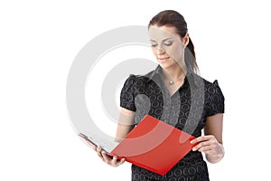 Businesswoman with red folder photo