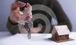 Businesswoman residential building key