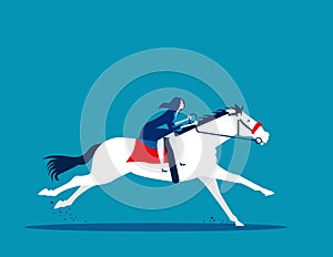 Businesswoman ride a horse. Concept business vector illustration
