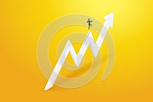 Businesswoman running on arrow go to graph and growth. illustration Vector