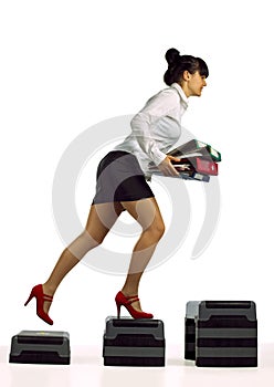 Businesswoman running up with folder documents