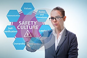 Businesswoman in safety culture concept