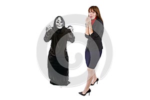 Businesswoman Scared of Ghost Representation of Disease