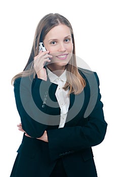 Businesswoman or secretary talking by phone