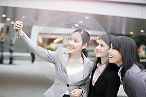 Businesswoman selfie and smile happily