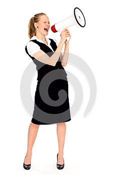 Businesswoman Shouting Through Megaphone