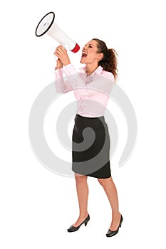 Businesswoman Shouting Through Megaphone photo