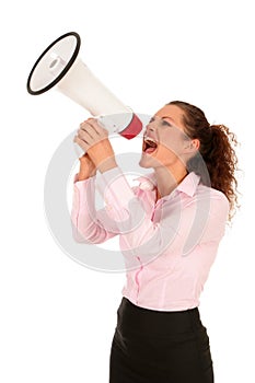 Businesswoman Shouting Through Megaphone