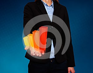 Businesswoman showing Growth graph. Success Work- Stock Image