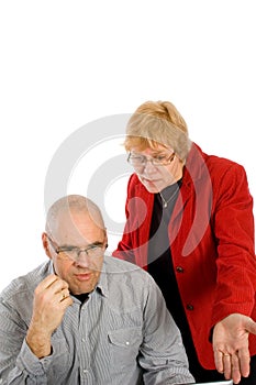 Businesswoman is showing her assistence