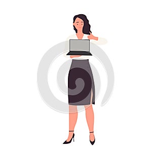 Businesswoman showing thumb up