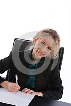 Businesswoman signing a contract