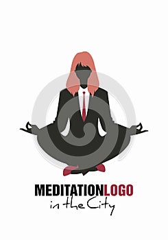 Businesswoman silhouette doing meditation.