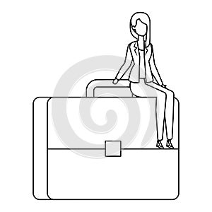 businesswoman sitting in portfolio