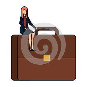 businesswoman sitting in portfolio