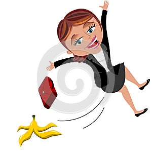 Businesswoman Slipping Banana Peel