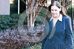 Businesswoman Smiling While Walking