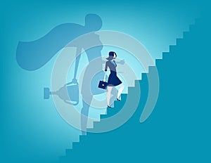 Businesswoman and stairway to success. Concept business vector i