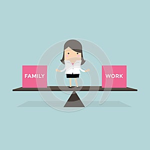 Businesswoman standing balance life with family and work