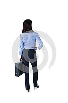 Businesswoman standing with her briefcase
