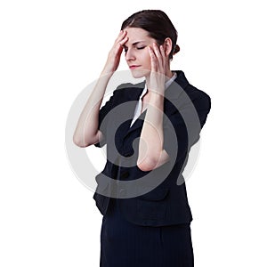 Businesswoman standing over white isolated background