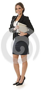 Businesswoman Standing on White