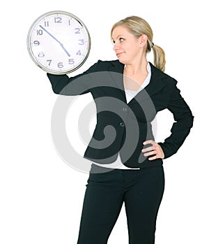 Businesswoman Staring At Clock