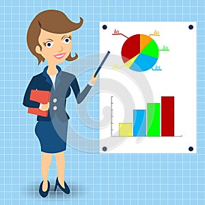 Businesswoman with statistic graphs