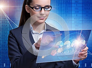 Businesswoman in stock exchange trading concept